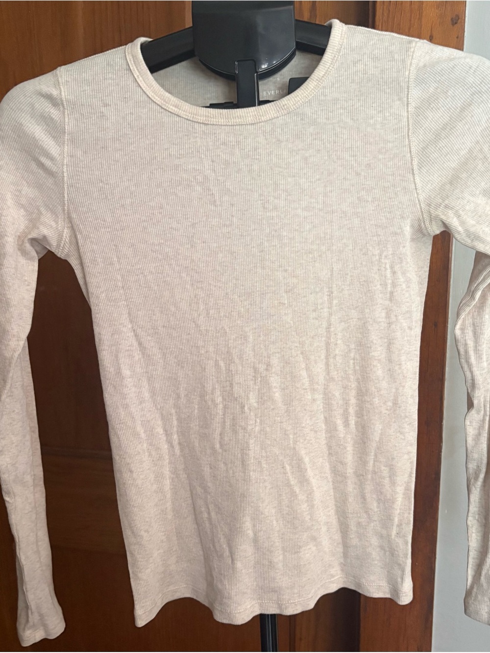 Everlane Ribbed Long Sleeve Top — Oatmeal, Size Small